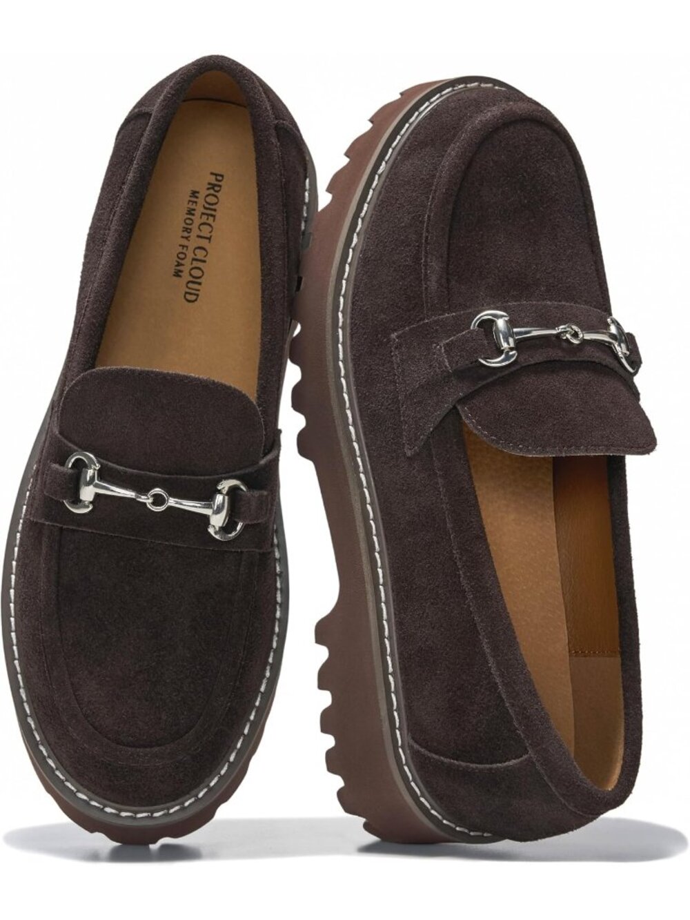 Project Cloud Women Chocolate Closed Toe Genuine Leather Chunky Platform Loafers